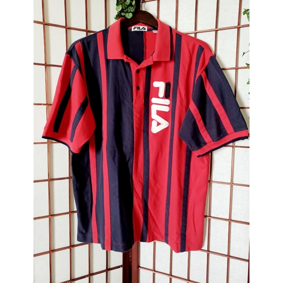 Fila Classic Stripe Colorblock Logo Mesh Polo Top - Picture 15 of 16